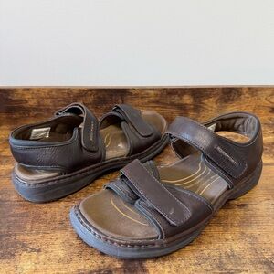 ROCKPORT Genuine Leather Dark Brown Sporty Dad Sandals Ankle Strap Shoes sz 10.5